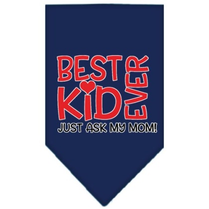 Ask My Mom Screen Print Pet Bandana Navy Blue large