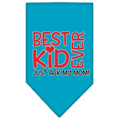 Ask My Mom Screen Print Pet Bandana Turquoise Large