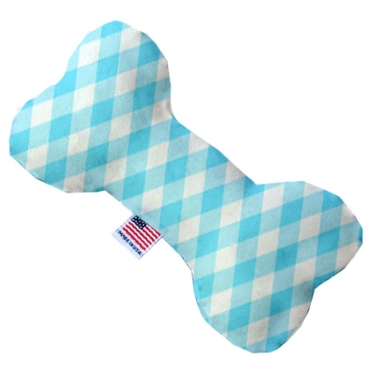 Baby Blue Plaid 10 inch Canvas Bone Dog Toy