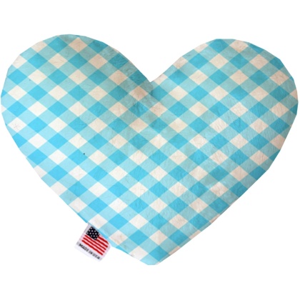 Baby Blue Plaid 6 inch Canvas Heart Dog Toy