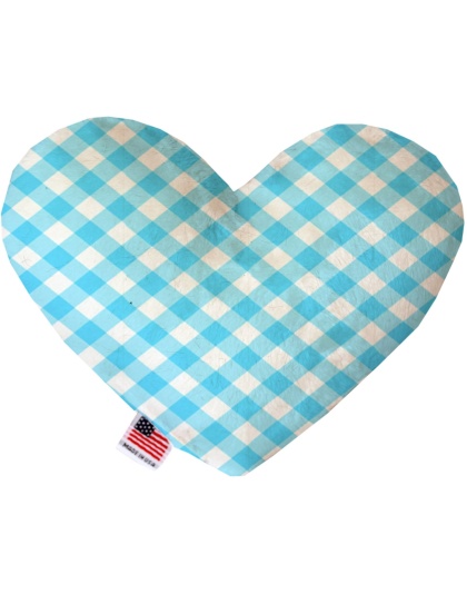 Baby Blue Plaid 6 inch Canvas Heart Dog Toy