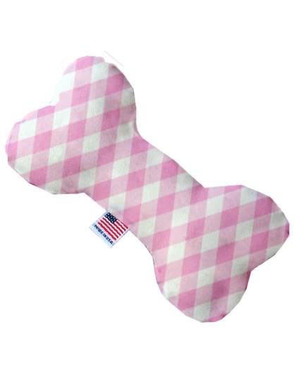 Baby Pink Plaid 10 inch Canvas Bone Dog Toy