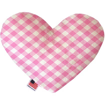 Baby Pink Plaid 6 inch Canvas Heart Dog Toy