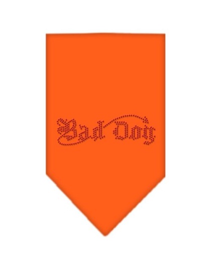 Bad Dog Rhinestone Bandana Orange Large