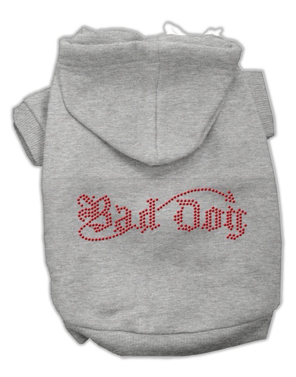 Bad Dog Rhinestone Hoodies Grey L