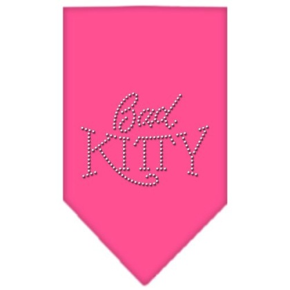 Bad Kitty Rhinestone Bandana Bright Pink Large