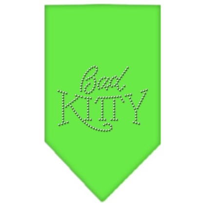 Bad Kitty Rhinestone Bandana Lime Green Large