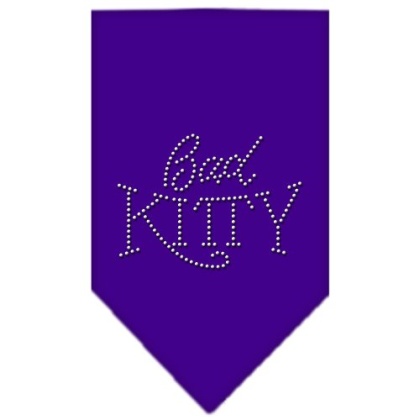 Bad Kitty Rhinestone Bandana Purple Large