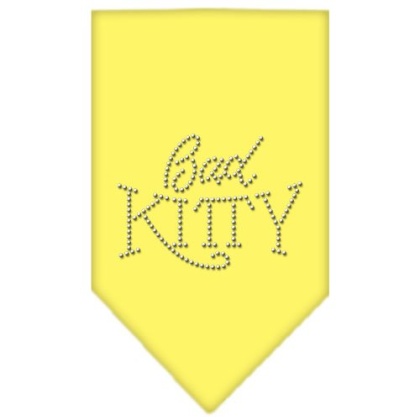 Bad Kitty Rhinestone Bandana Yellow Large