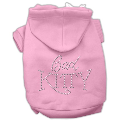 Bad Kitty Rhinestud Hoodie Pink L