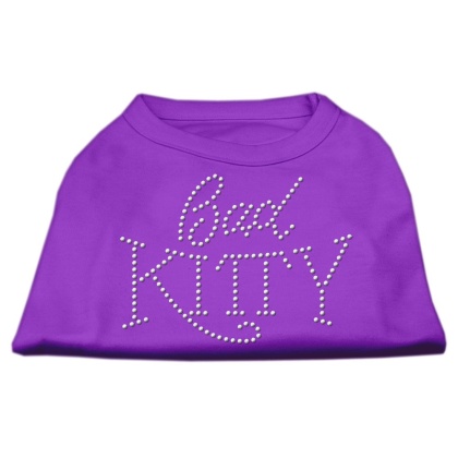 Bad Kitty Rhinestud Shirt Purple L