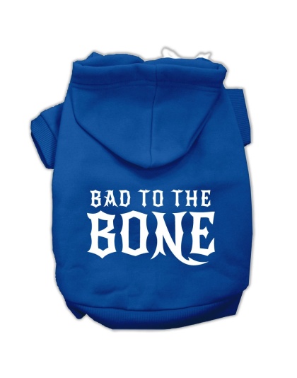 Bad to the Bone Dog Pet Hoodies Blue Size Lg