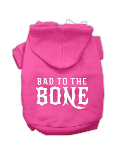 Bad to the Bone Dog Pet Hoodies Bright Pink Size Lg