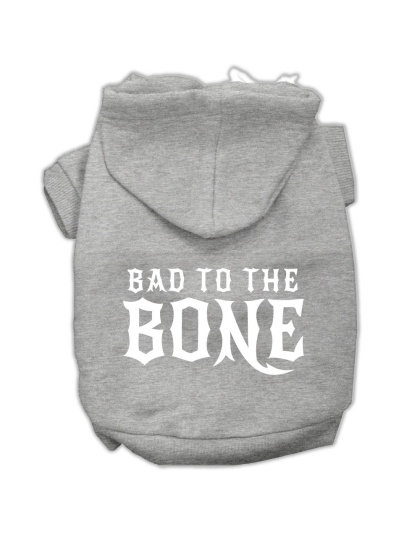 Bad to the Bone Dog Pet Hoodies Grey Size Lg