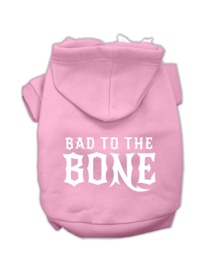 Bad to the Bone Dog Pet Hoodies Light Pink Size Lg