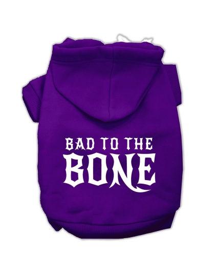 Bad to the Bone Dog Pet Hoodies Purple Size Lg