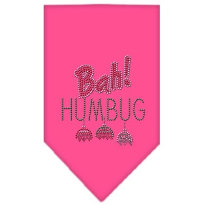 Bah Humbug Rhinestone Bandana Bright Pink Large