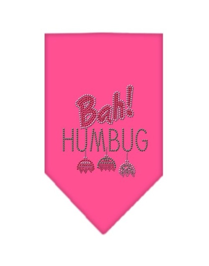 Bah Humbug Rhinestone Bandana Bright Pink Large