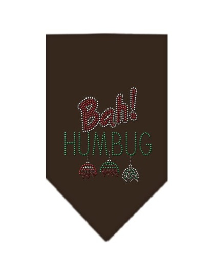 Bah Humbug Rhinestone Bandana Brown Large