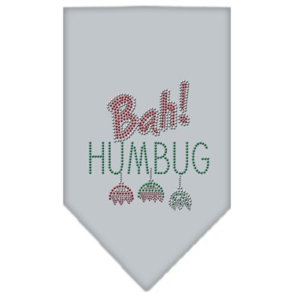 Bah Humbug Rhinestone Bandana Grey Large