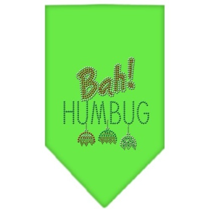 Bah Humbug Rhinestone Bandana Lime Green Large