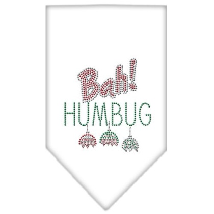 Bah Humbug Rhinestone Bandana White Large