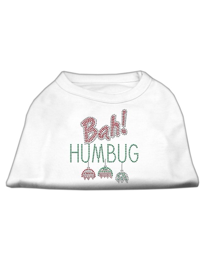 Bah Humbug Rhinestone Dog Shirt White Lg