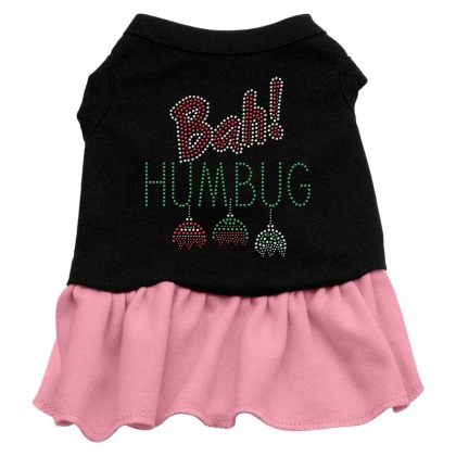 Bah Humbug Rhinestone Dress Black with Pink Lg