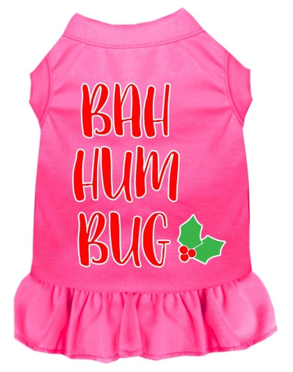 Bah Humbug Screen Print Dog Dress Bright Pink 4X