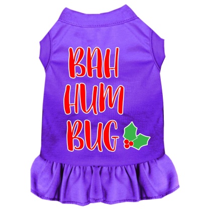 Bah Humbug Screen Print Dog Dress Purple 4X