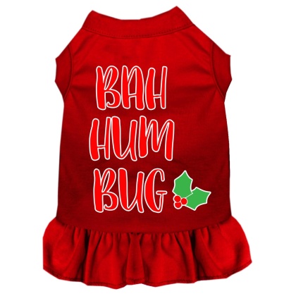 Bah Humbug Screen Print Dog Dress Red 4X