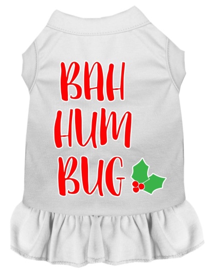 Bah Humbug Screen Print Dog Dress White 4X