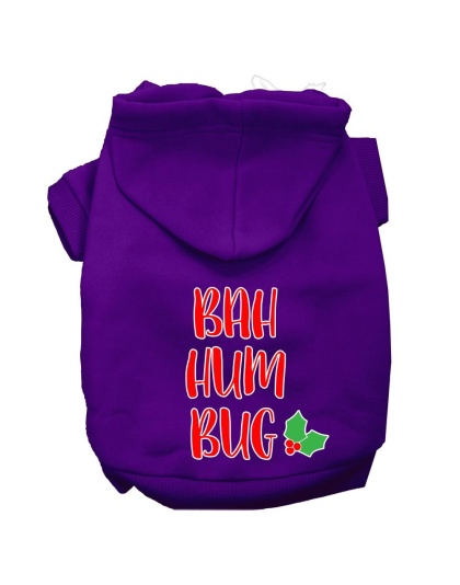 Bah Humbug Screen Print Dog Hoodie Purple L