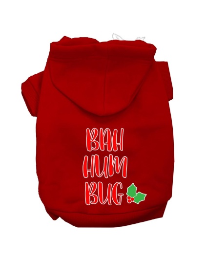 Bah Humbug Screen Print Dog Hoodie Red L