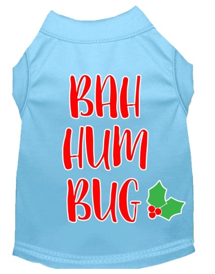 Bah Humbug Screen Print Dog Shirt Baby Blue Lg