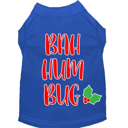 Bah Humbug Screen Print Dog Shirt Blue Lg