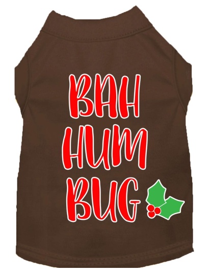 Bah Humbug Screen Print Dog Shirt Brown Lg