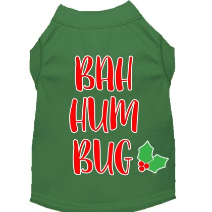 Bah Humbug Screen Print Dog Shirt Green Lg