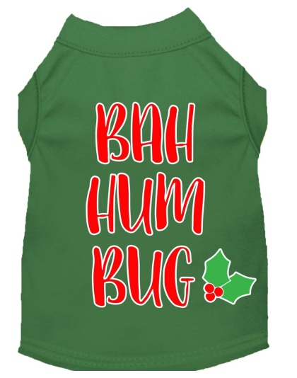 Bah Humbug Screen Print Dog Shirt Green Lg