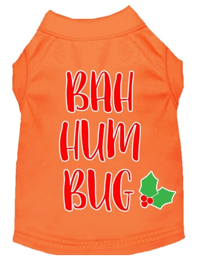 Bah Humbug Screen Print Dog Shirt Orange Lg