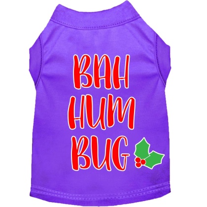 Bah Humbug Screen Print Dog Shirt Purple Lg