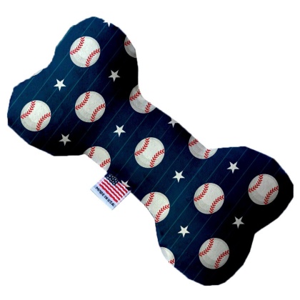 Baseball Pinstripes 10 Inch Canvas Bone Dog Toy