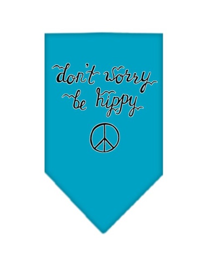 Be Hippy Screen Print Bandana Turquoise Large