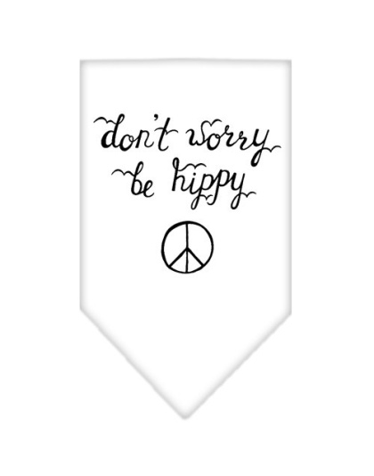 Be Hippy Screen Print Bandana White Large