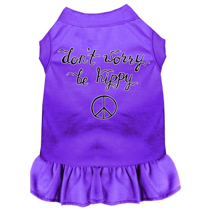 Be Hippy Screen Print Dog Dress Purple 4X (22)