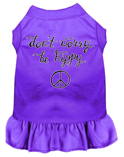 Be Hippy Screen Print Dog Dress Purple 4X (22)