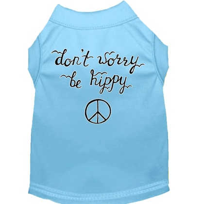 Be Hippy Screen Print Dog Shirt Baby Blue Lg