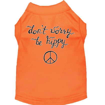 Be Hippy Screen Print Dog Shirt Orange Lg