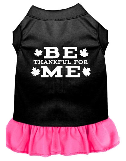 Be Thankful for Me Screen Print Dress Black with Bright Pink Lg