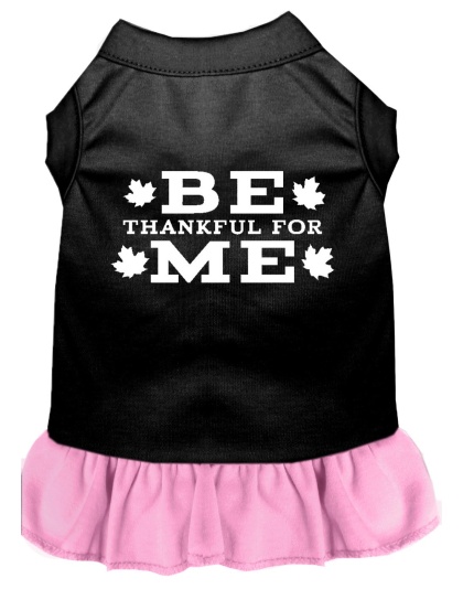 Be Thankful for Me Screen Print Dress Black with Light Pink Lg
